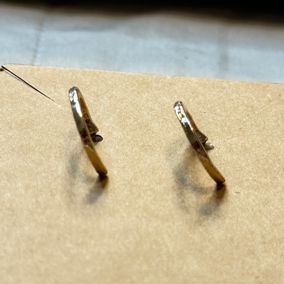 2/$15 Gold tone 1/2 Pave-stone, hoop w/post earrings. - Picture 5 of 7